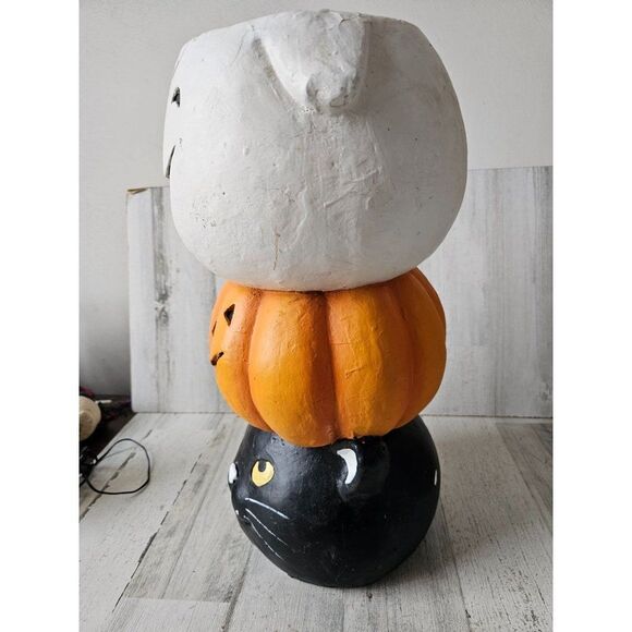 Halloween cat ghost candy bowl totem jack-o'-lantern pumpkin unique vintage deco - Picture 3 of 10